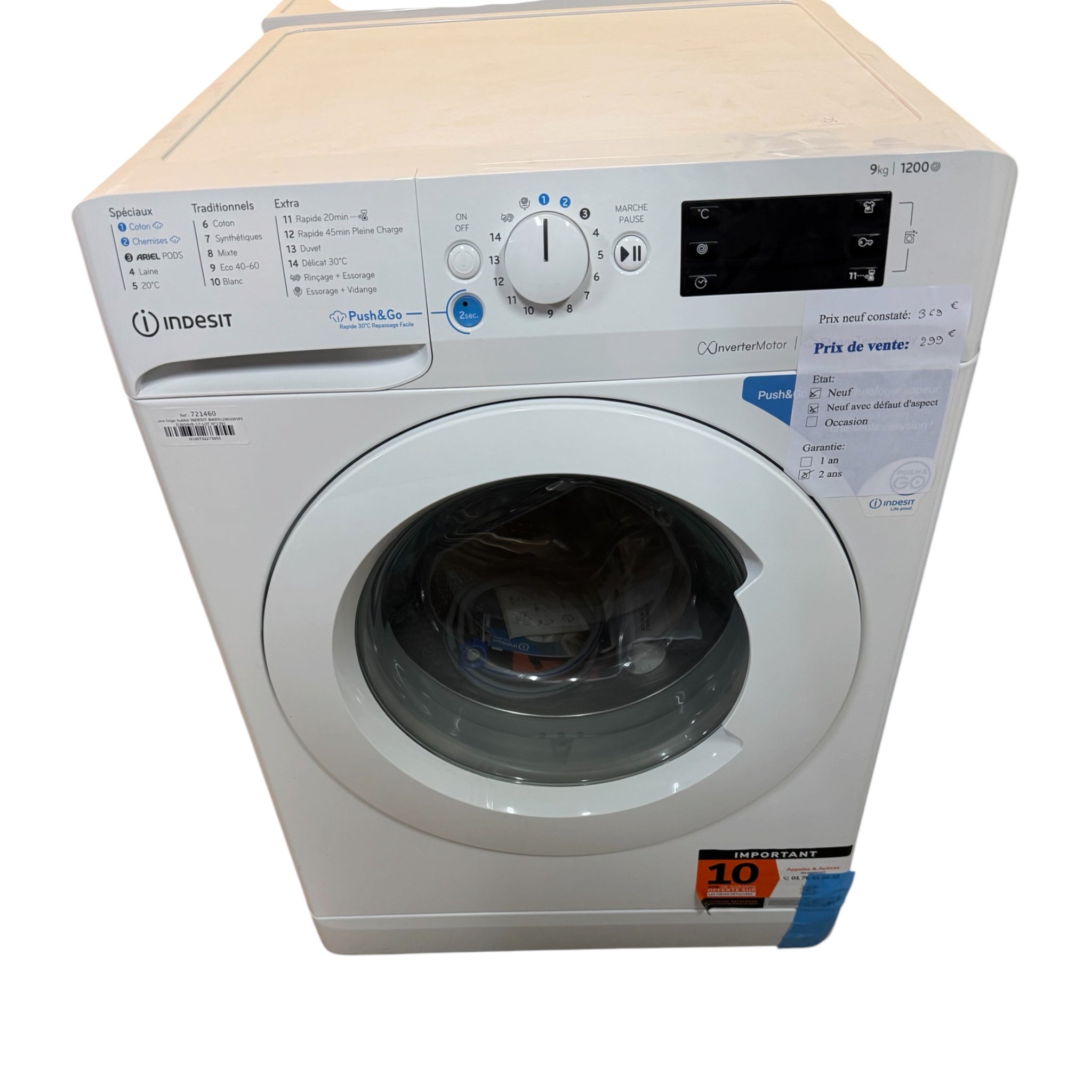 Lave linge 9kg Indesit BWE Neuf91296X WV FR