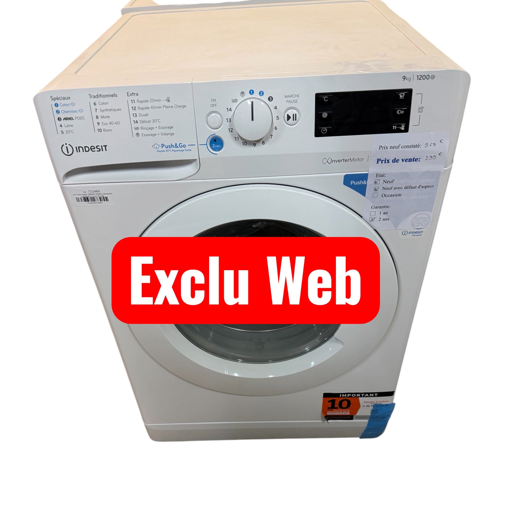 Lave linge 9kg Indesit BWE Neuf91296X WV FR