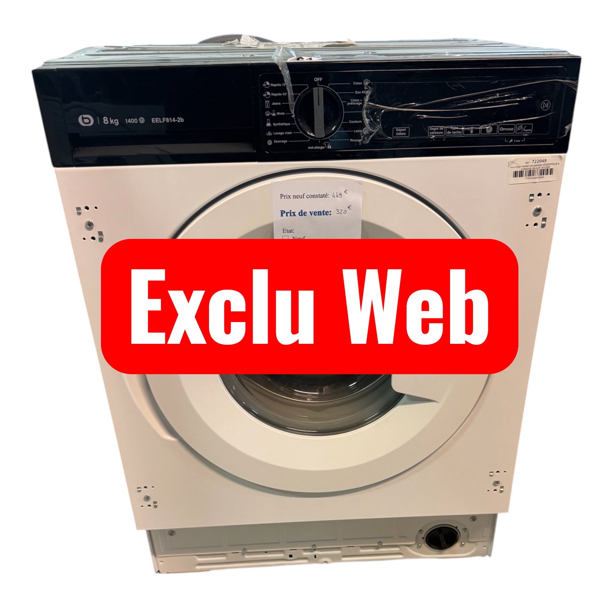 Lave linge Encastrable Essentiel B 8kg Neuf