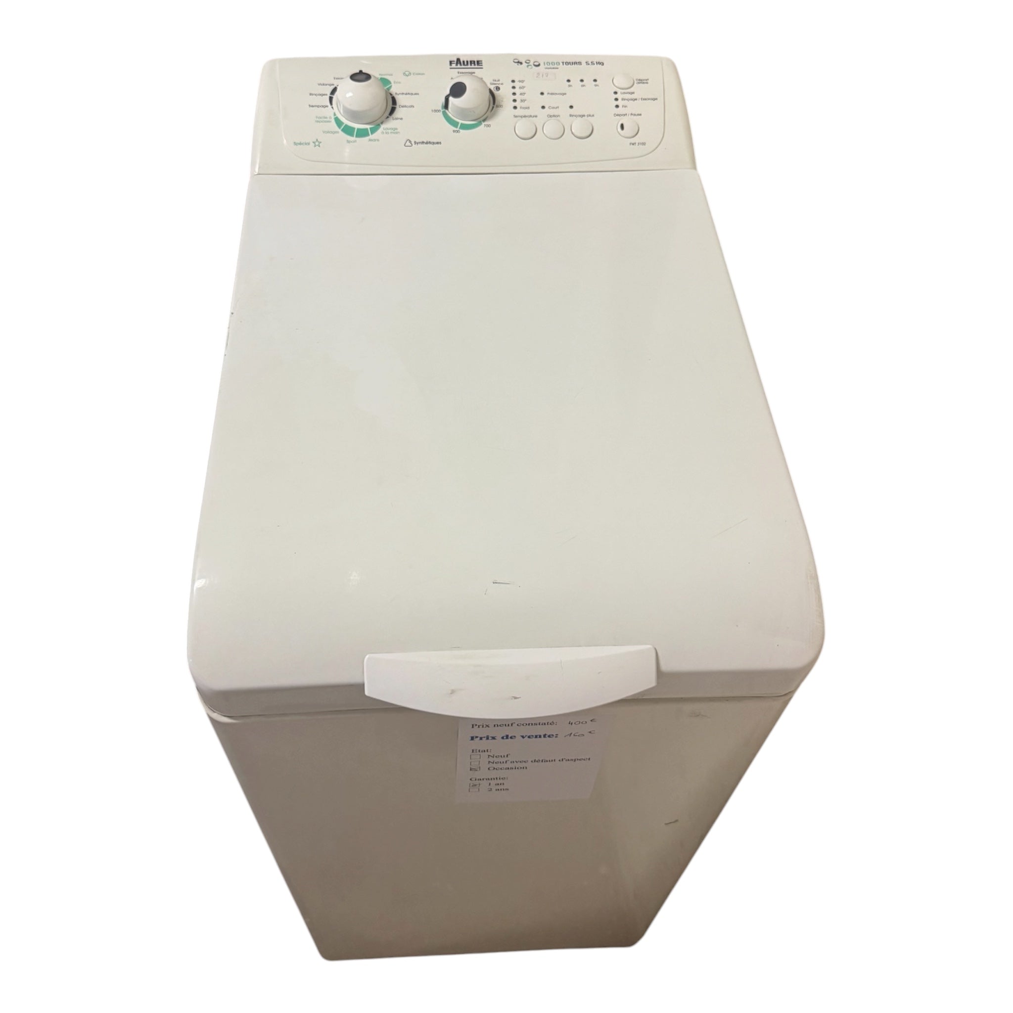 Lave linge top faure