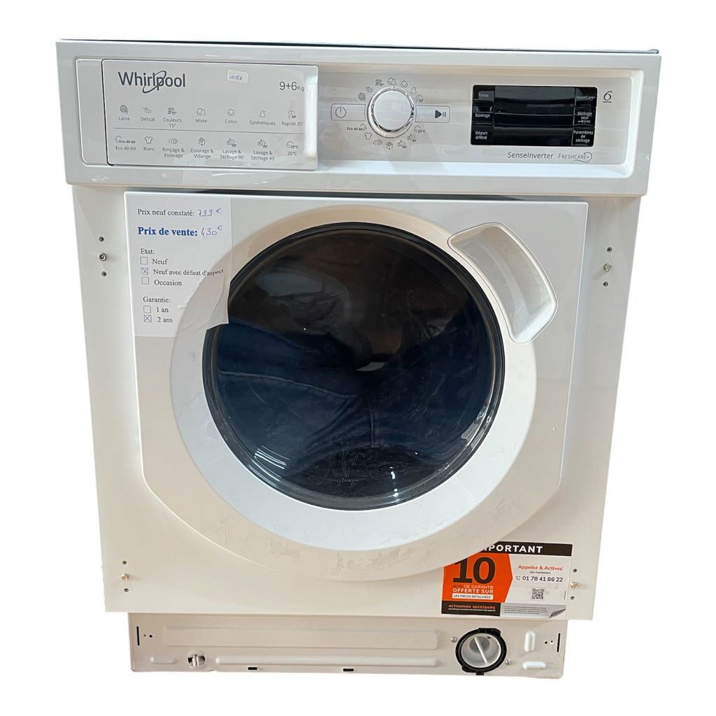 Lave linge séchant encastrable Whirlpool BIWDWG96146FR Neuf
